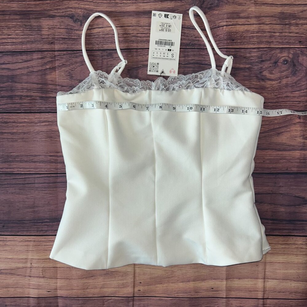 Zara White Lace Trim Camisole Top - New with Tags - Picture 8 of 11